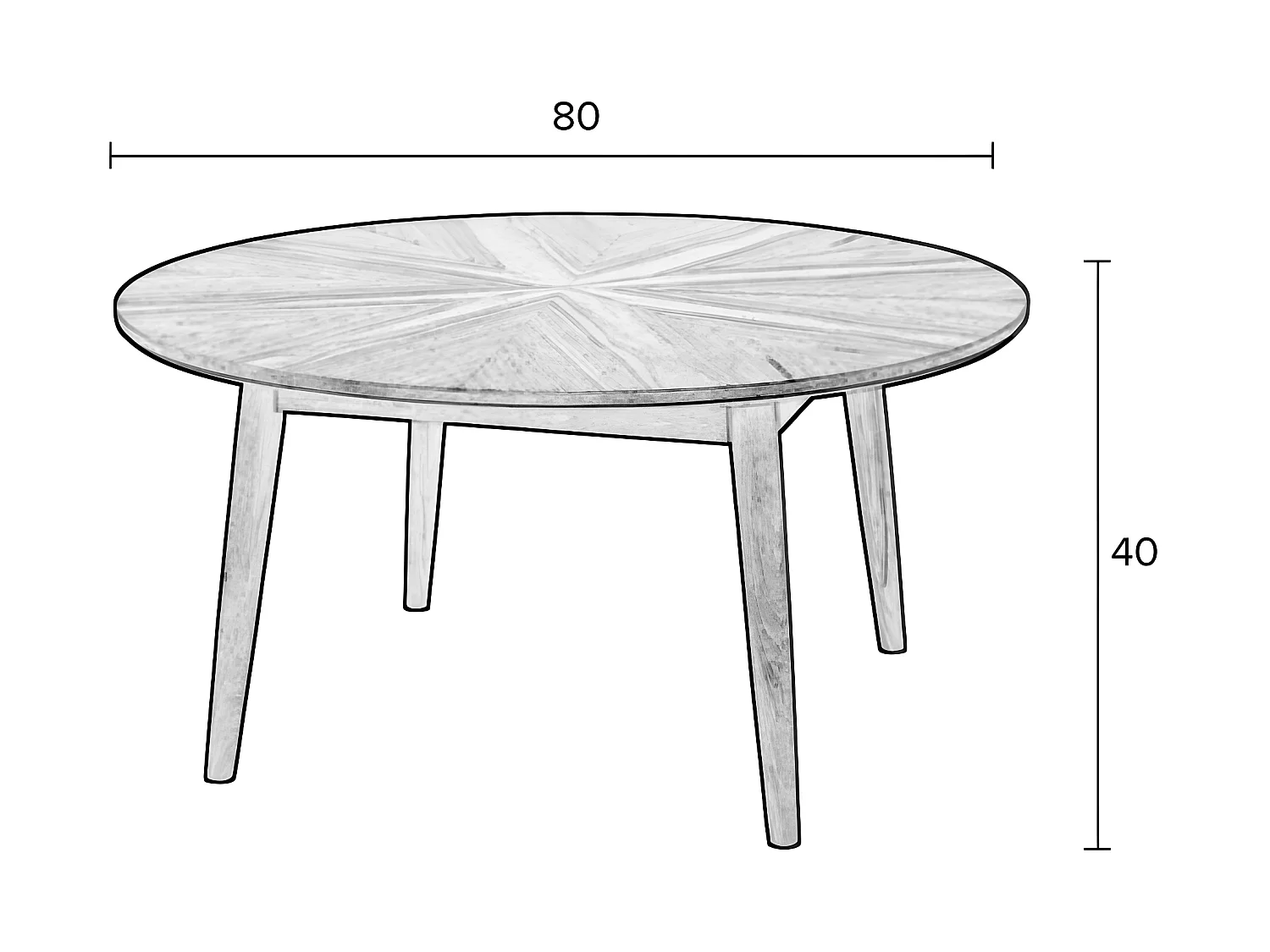 Fabio - Table basse d'appoint ronde en bois ø80cm - Bois clair
