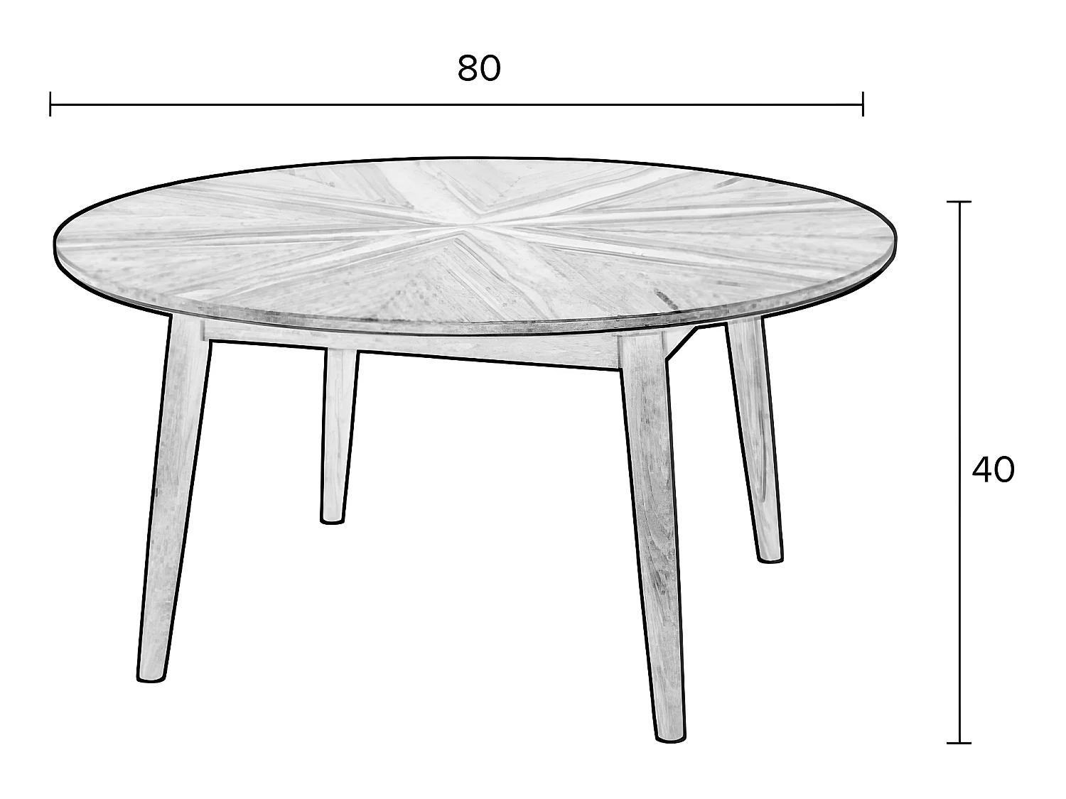 Fabio - Table basse d'appoint ronde en bois ø80cm - Bois clair