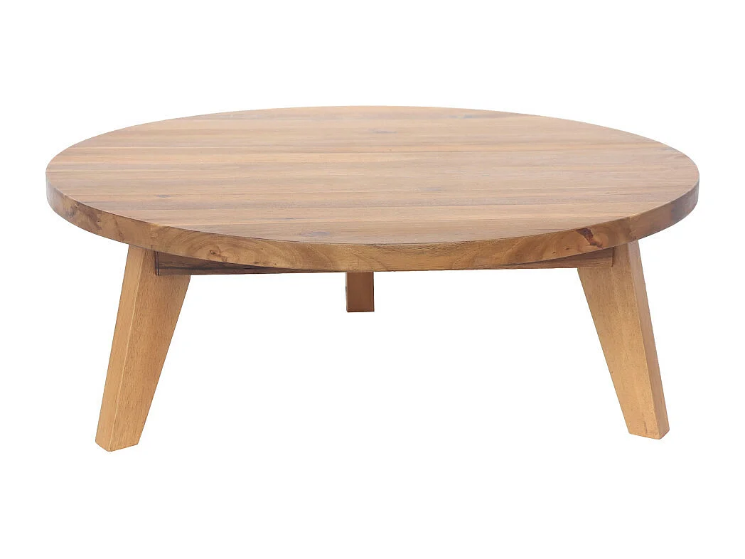 Léona - Table basse en bois d'acacia ø80cm - Bois clair