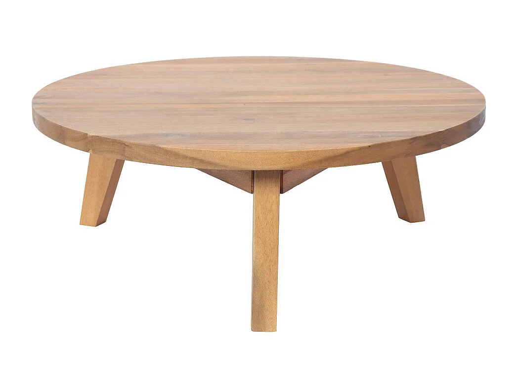 Léona - Table basse en bois d'acacia ø80cm - Bois clair