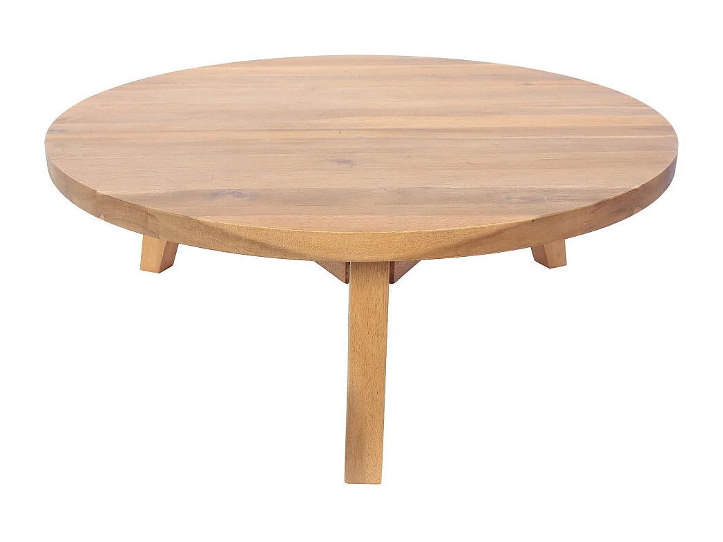 Léona - Table basse en bois d'acacia ø80cm - Bois clair