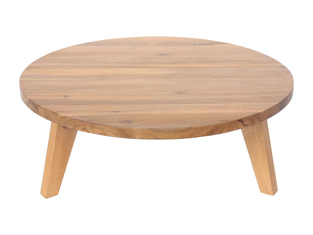 Léona - Table basse en bois d'acacia ø80cm - Bois clair