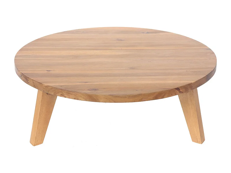 Léona - Table basse en bois d'acacia ø80cm - Bois clair