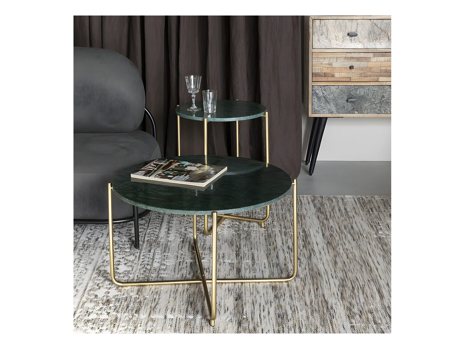 Timpa - Table basse en marbre ø70cm - Vert