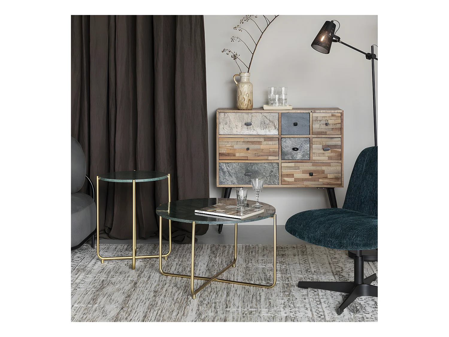 Timpa - Table basse en marbre ø70cm - Vert