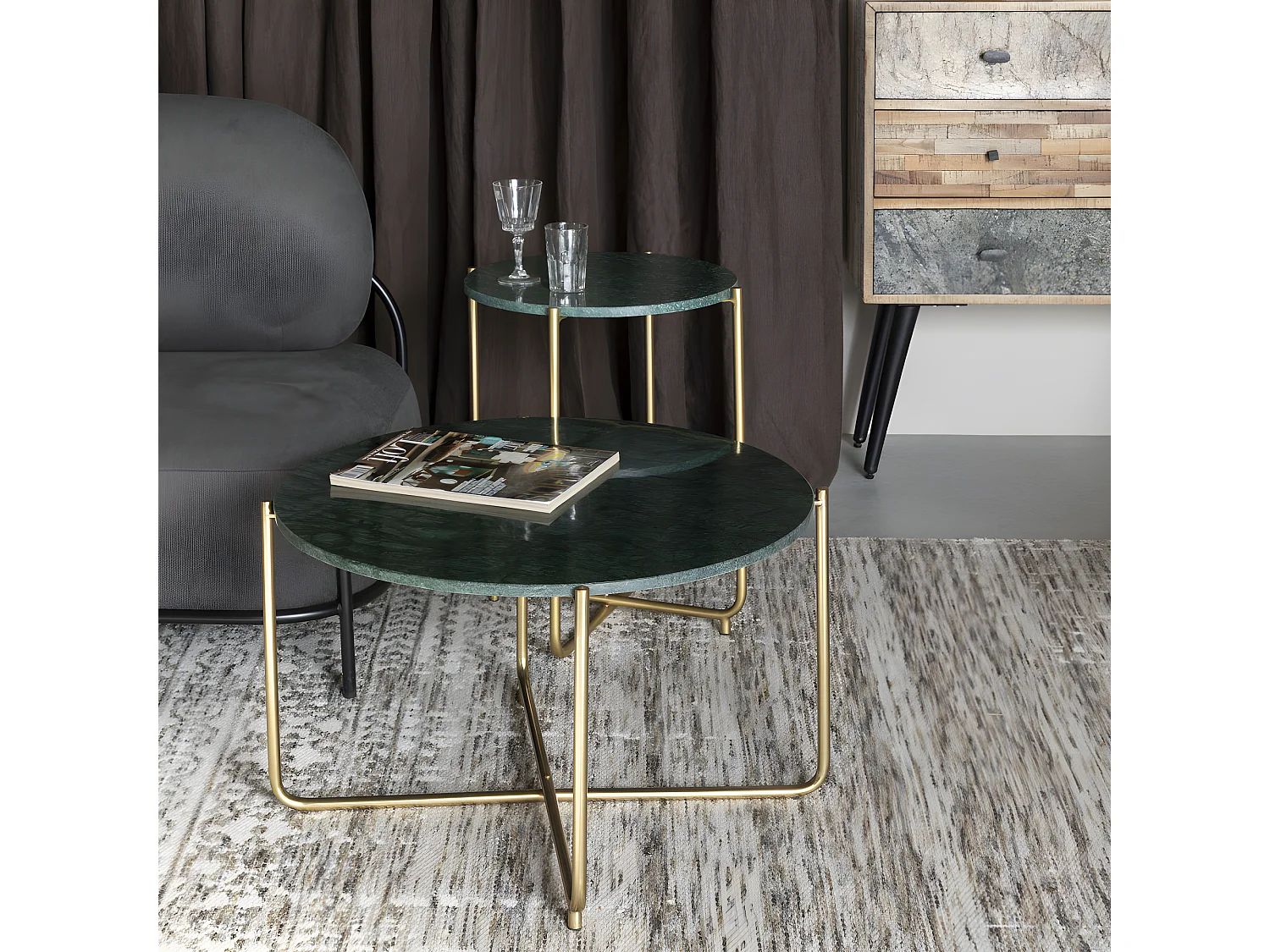 Timpa - Table basse en marbre ø70cm - Vert