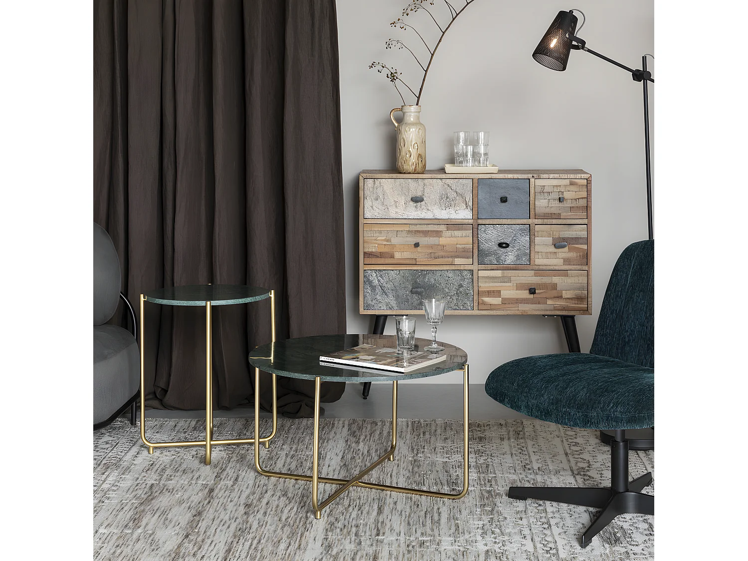 Timpa - Table basse en marbre ø70cm - Vert