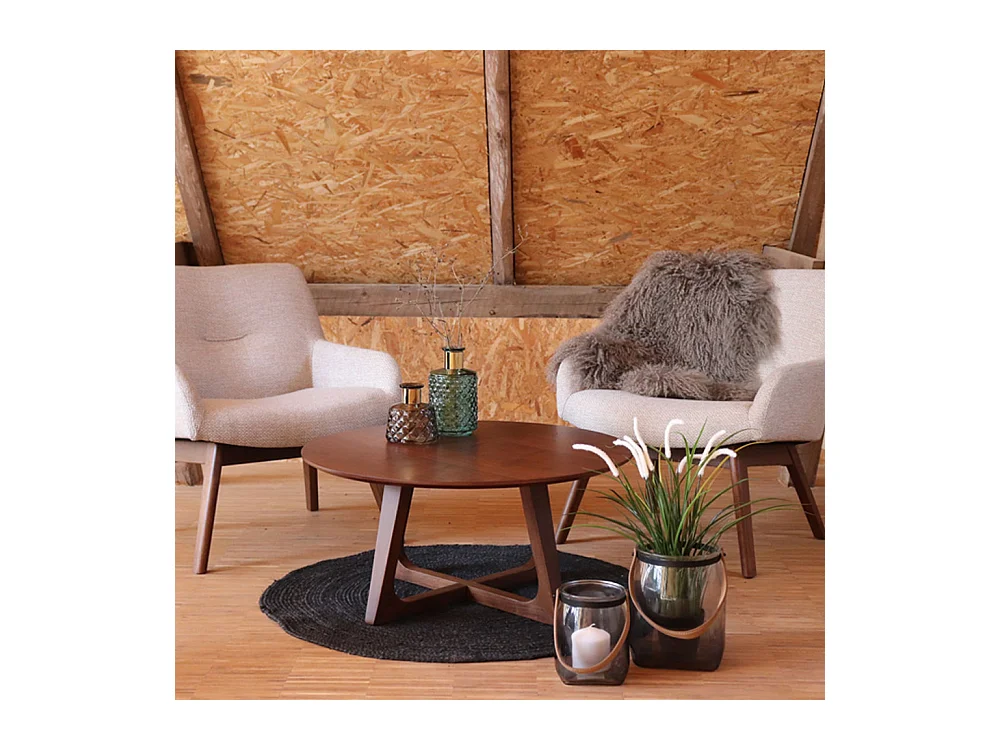 Hellerup - Table basse en bois ø75cm - Bois foncé