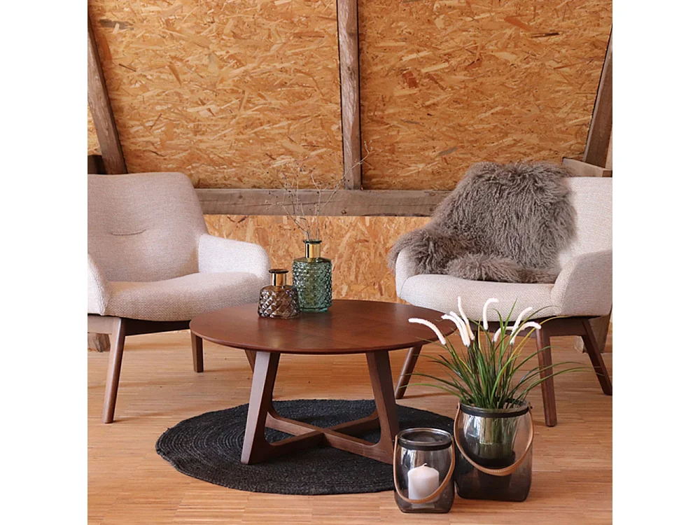 Hellerup - Table basse en bois ø75cm - Bois foncé