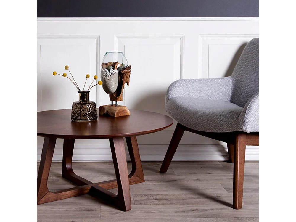 Hellerup - Table basse en bois ø75cm - Bois foncé