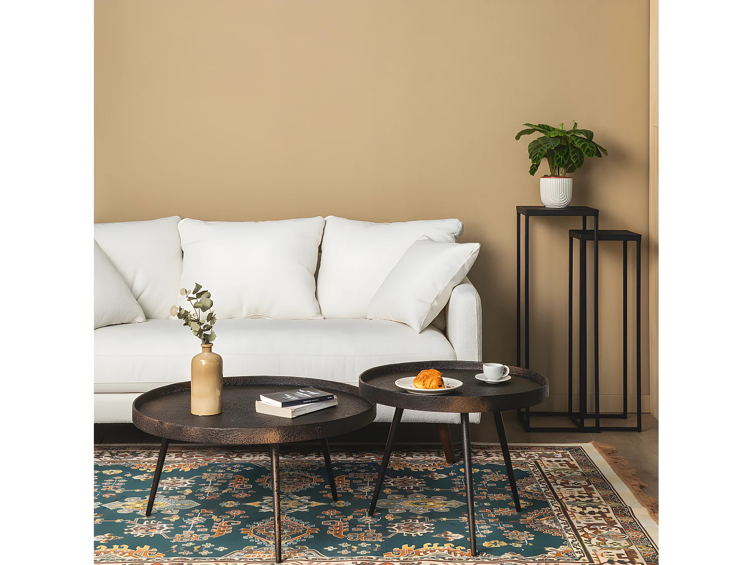 Jonamai - Table basse ronde en métal ø58cm - Bronze