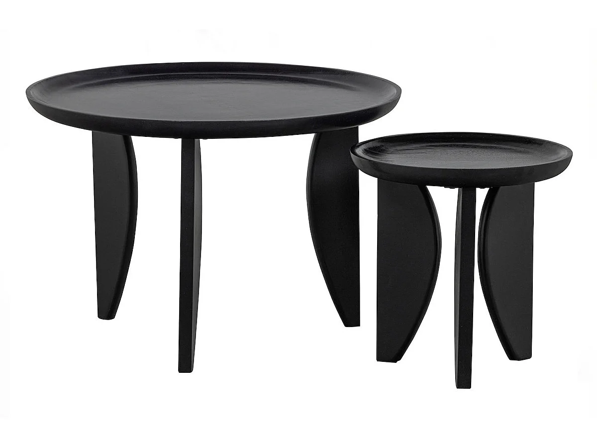 HIGH HEELS - Set de 2 tables basses rondes en bois de manguier noir