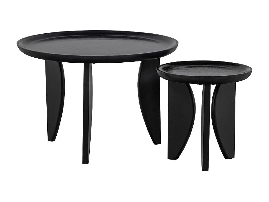 High Heels - 2 tables basses en bois de manguier ø40/ø70cm - Noir