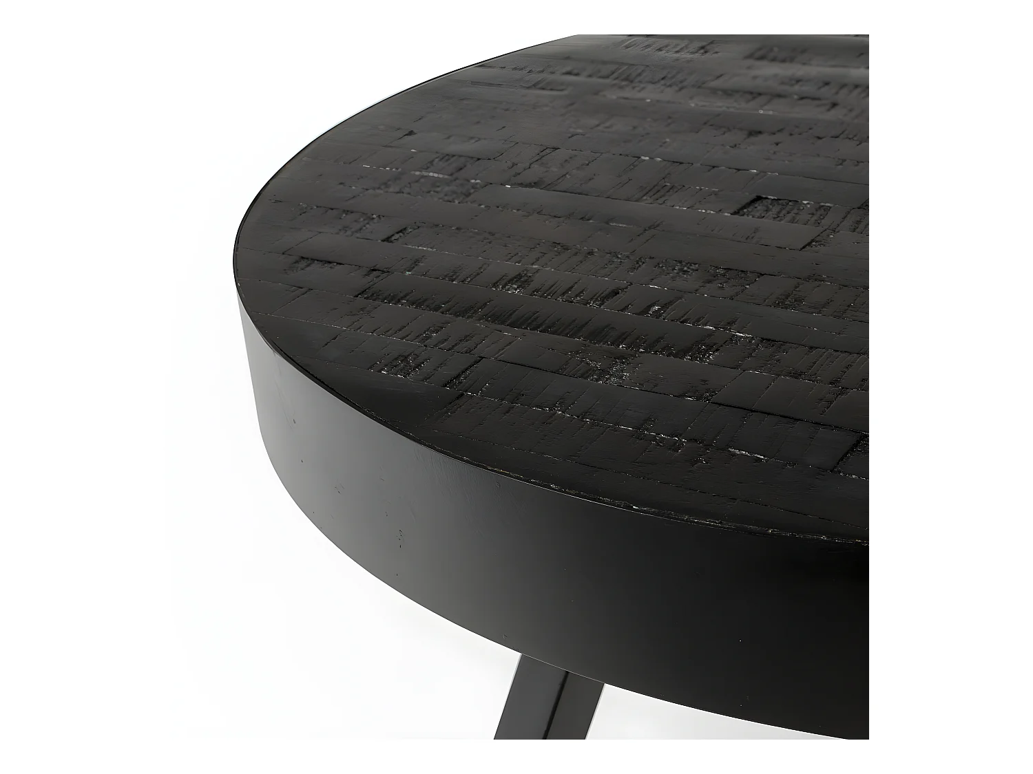 Suri - Table basse ronde en teck recyclé et métal ø74cm - Noir