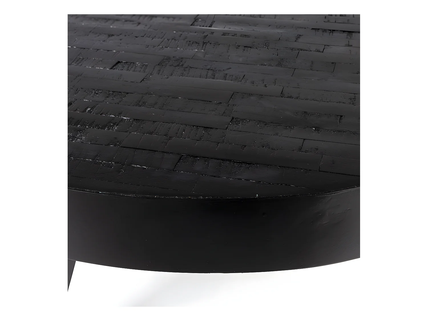 Suri - Table basse ronde en teck recyclé et métal ø74cm - Noir