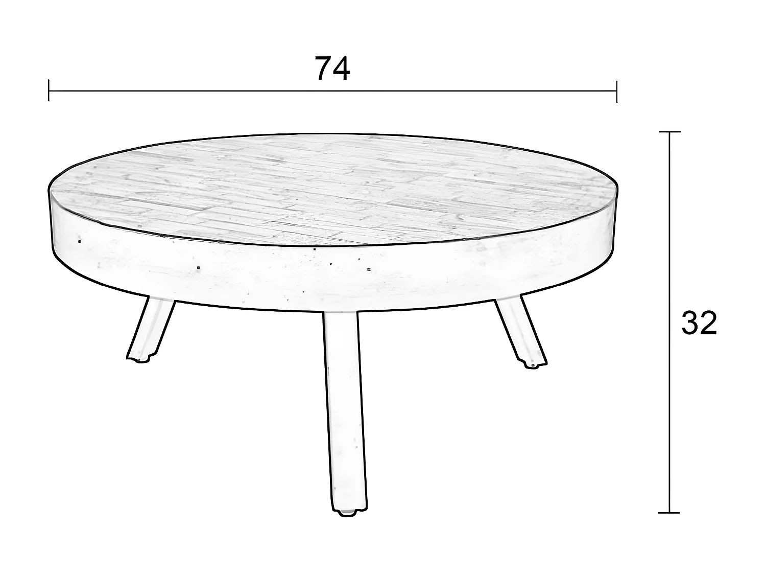 Suri - Table basse ronde en teck recyclé et métal ø74cm - Noir