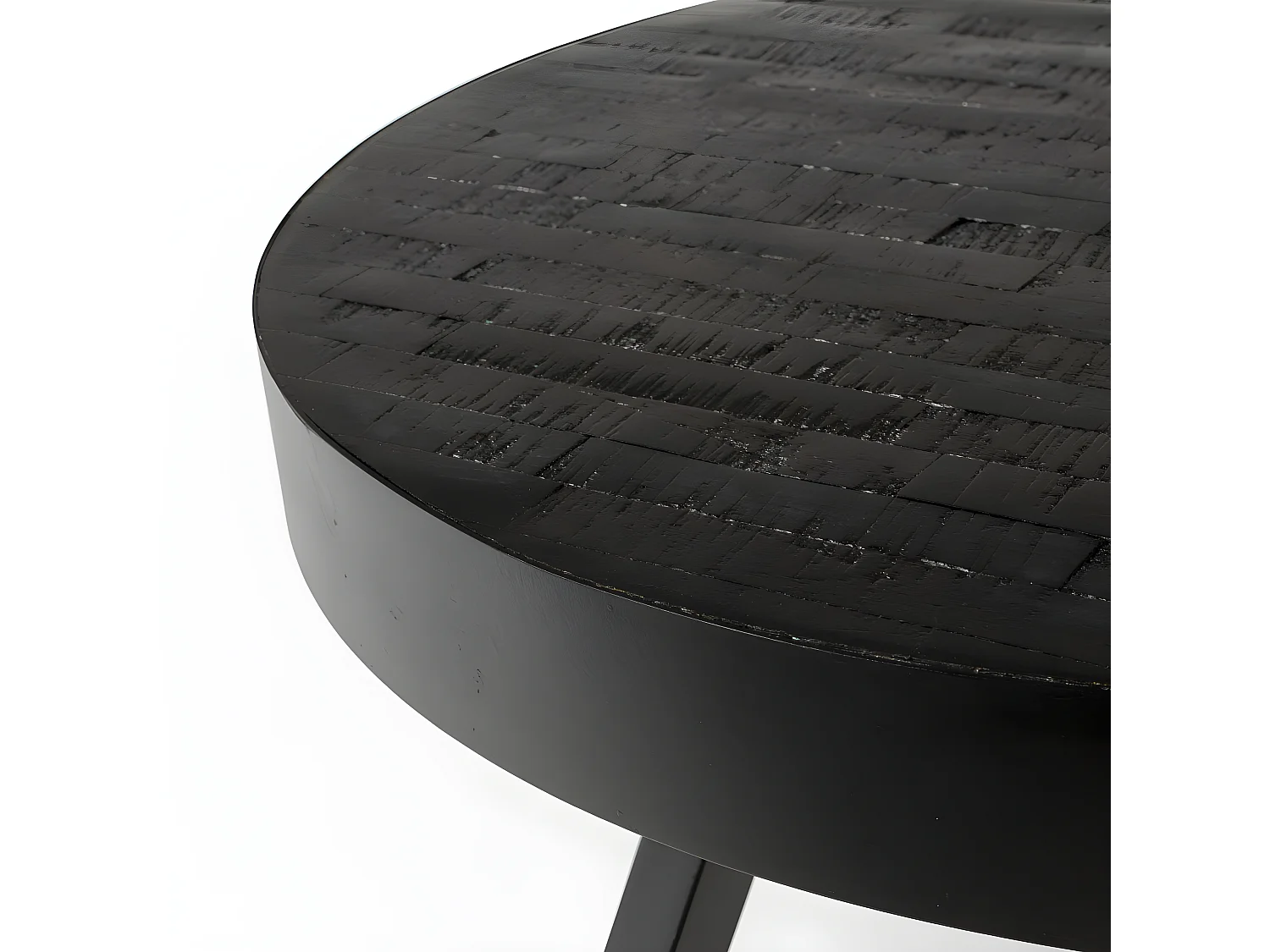 Suri - Table basse ronde en teck recyclé et métal ø74cm - Noir