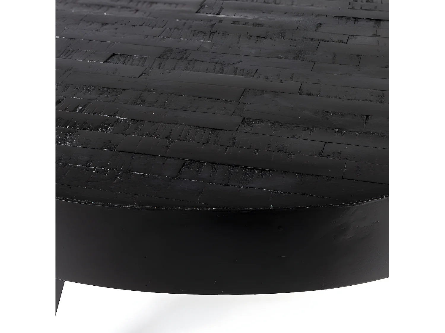 Suri - Table basse ronde en teck recyclé et métal ø74cm - Noir