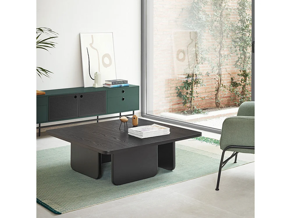 Arq - Table basse carrée en bois - Couleur - Noir