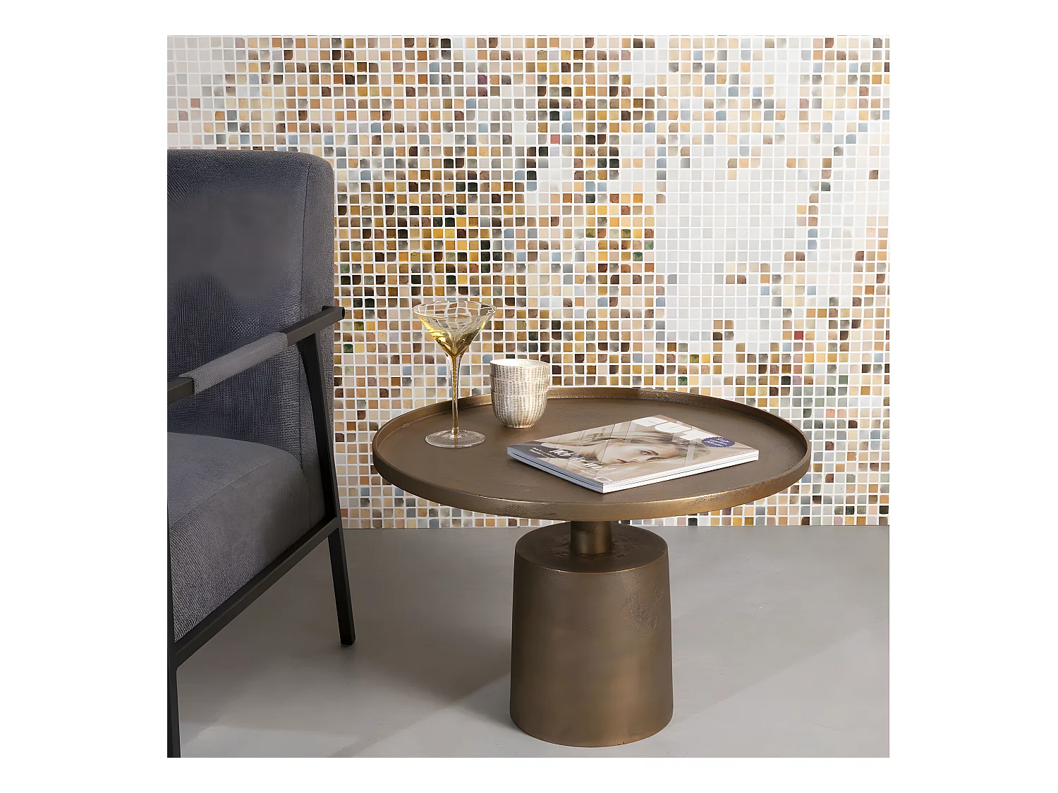 Mason - Table basse ronde en métal ø60cm - Or