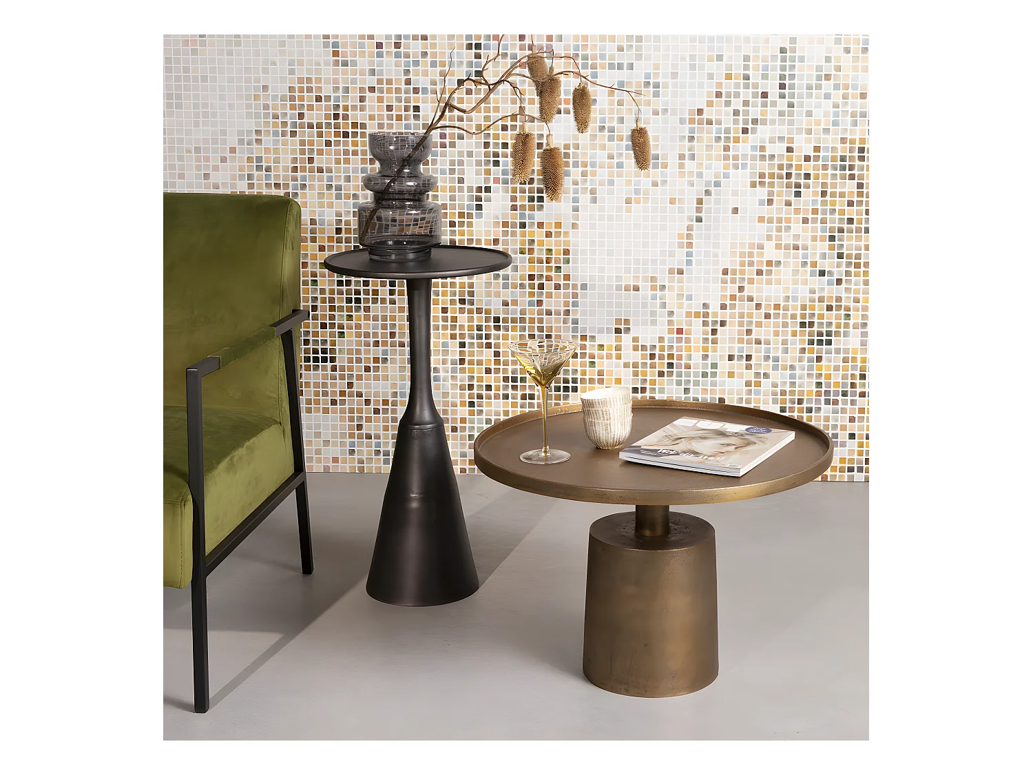 Mason - Table basse ronde en métal ø60cm - Or