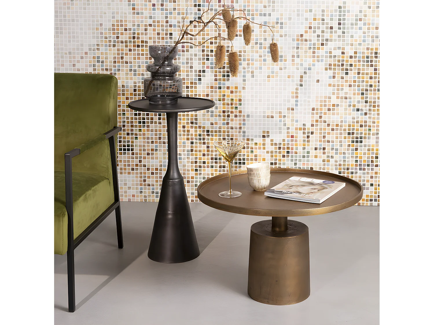 Mason - Table basse ronde en métal ø60cm - Or