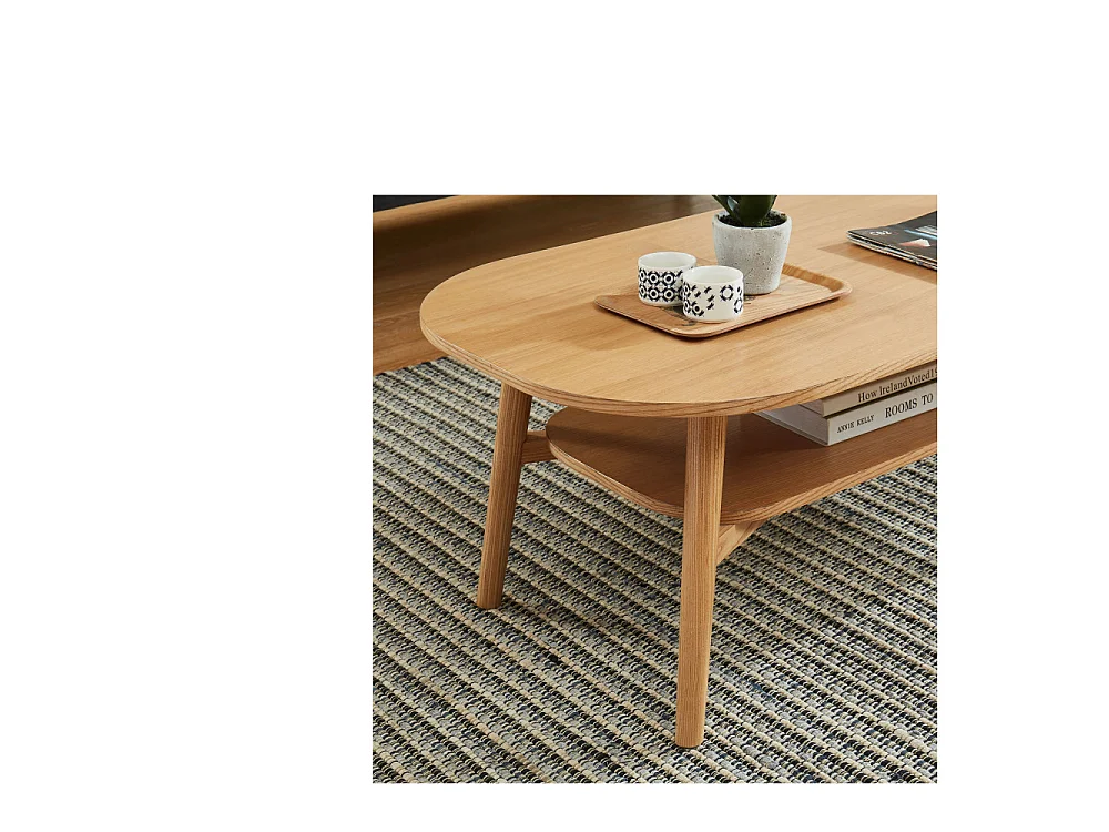Grude - Table basse vintage en bois 120x60 cm - Bois clair