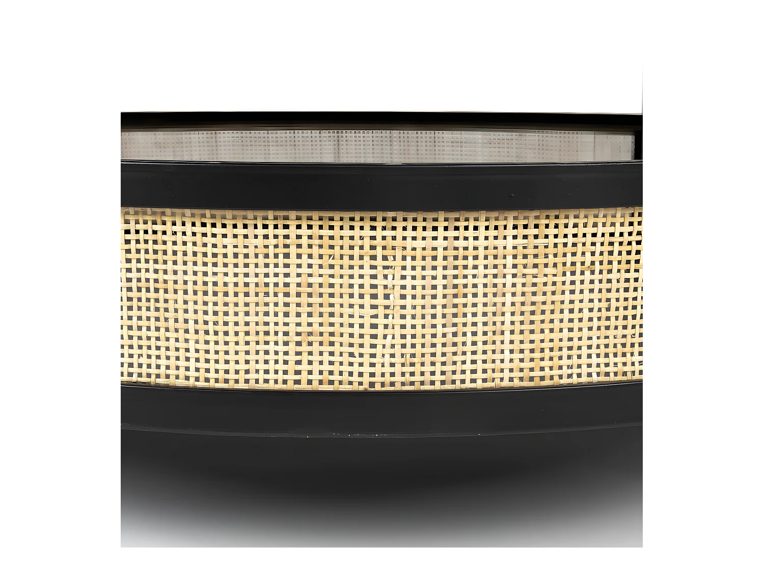 Makoto - Table basse ronde en bois et cannage ø80cm - Noir