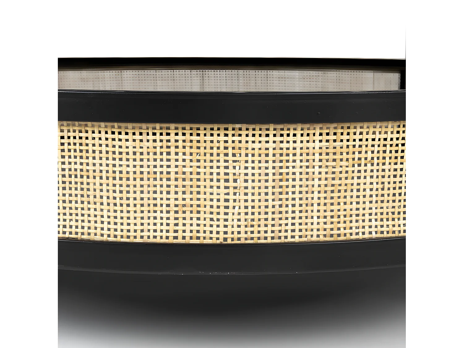 Makoto - Table basse ronde en bois et cannage ø80cm - Noir