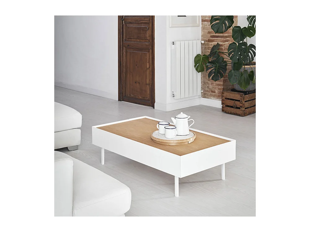 Arista - Table basse en bois 110x60cm - Couleur - Blanc
