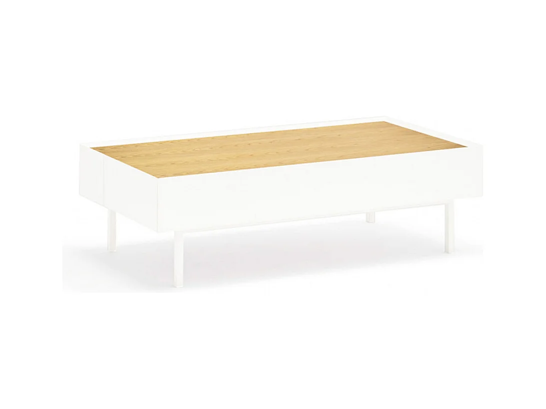 Arista - Table basse en bois 110x60cm - Couleur - Blanc
