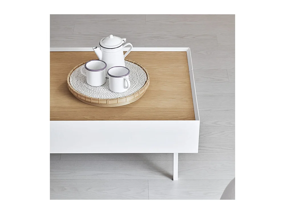 Arista - Table basse en bois 110x60cm - Couleur - Blanc