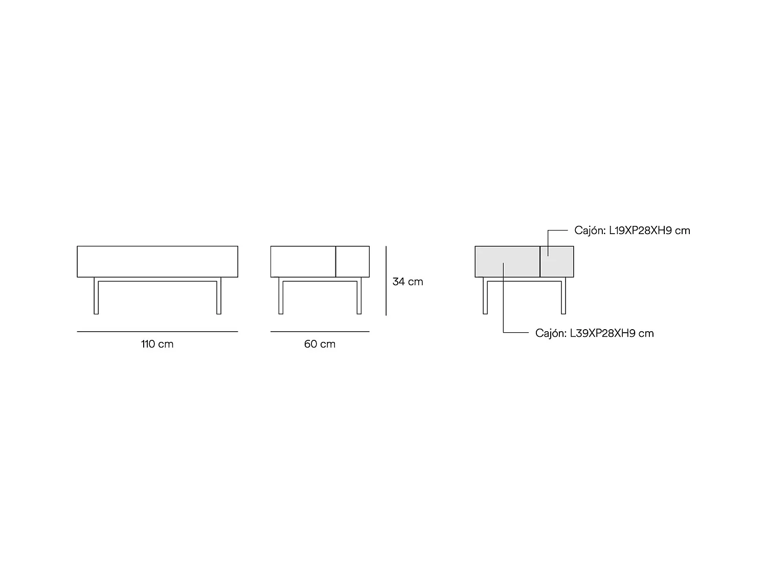 Arista - Table basse en bois 110x60cm - Couleur - Blanc