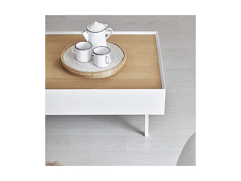 Arista - Table basse en bois 110x60cm - Couleur - Blanc