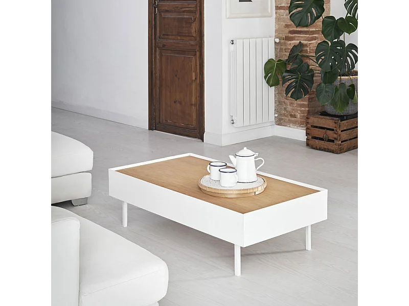 Arista - Table basse en bois 110x60cm - Couleur - Blanc