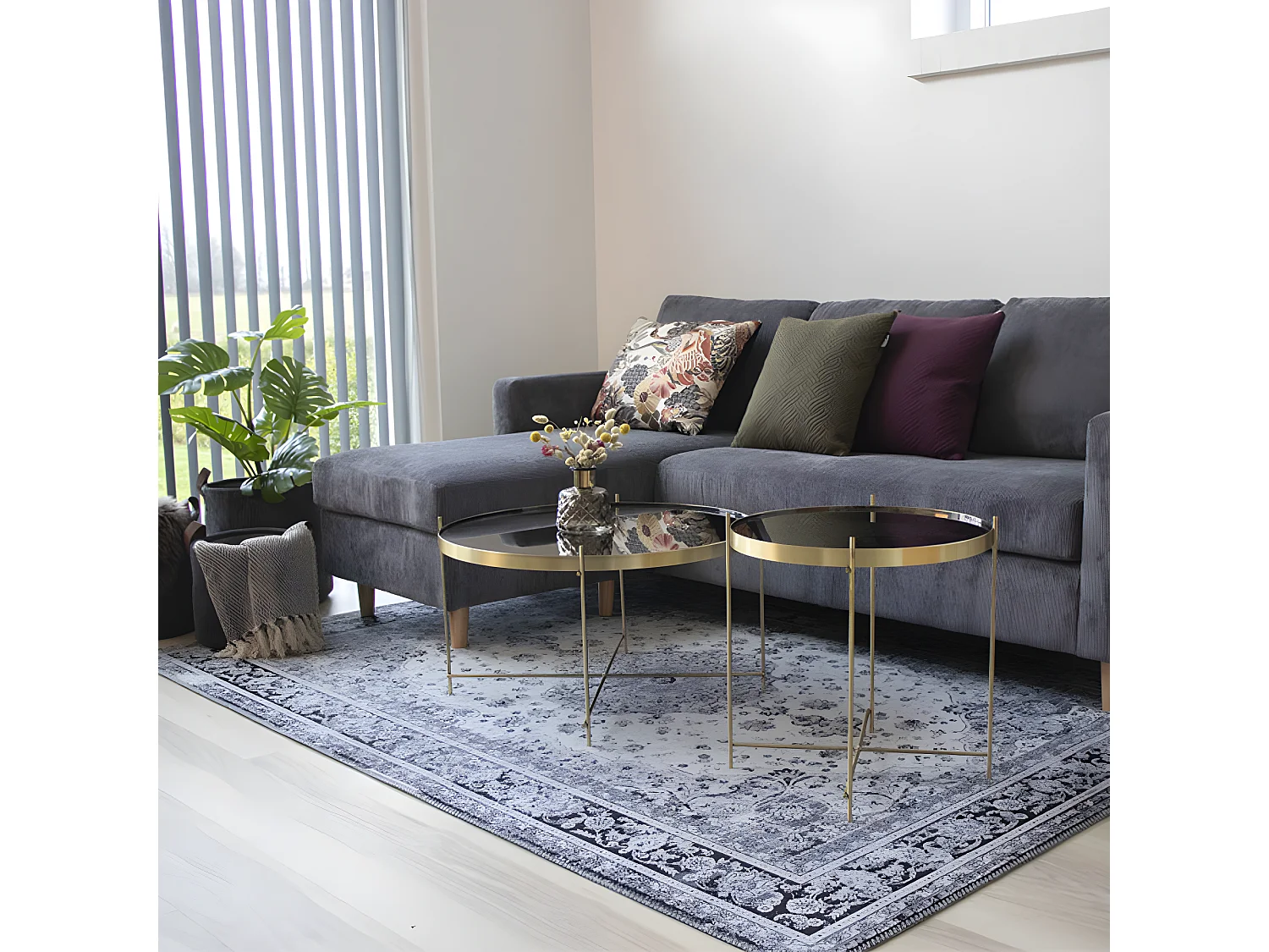 Venezia - Table basse en verre et métal ø48xh48cm - Laiton