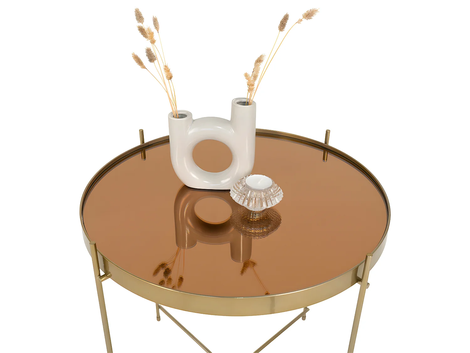 Venezia - Table basse en verre et métal ø48xh48cm - Laiton