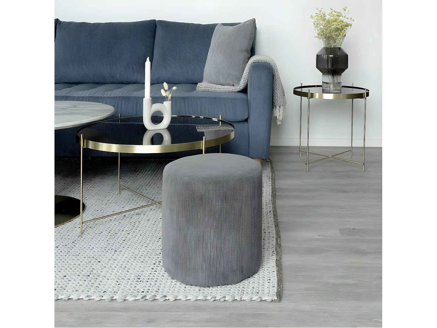 Venezia - Table basse en verre et métal ø48xh48cm - Laiton