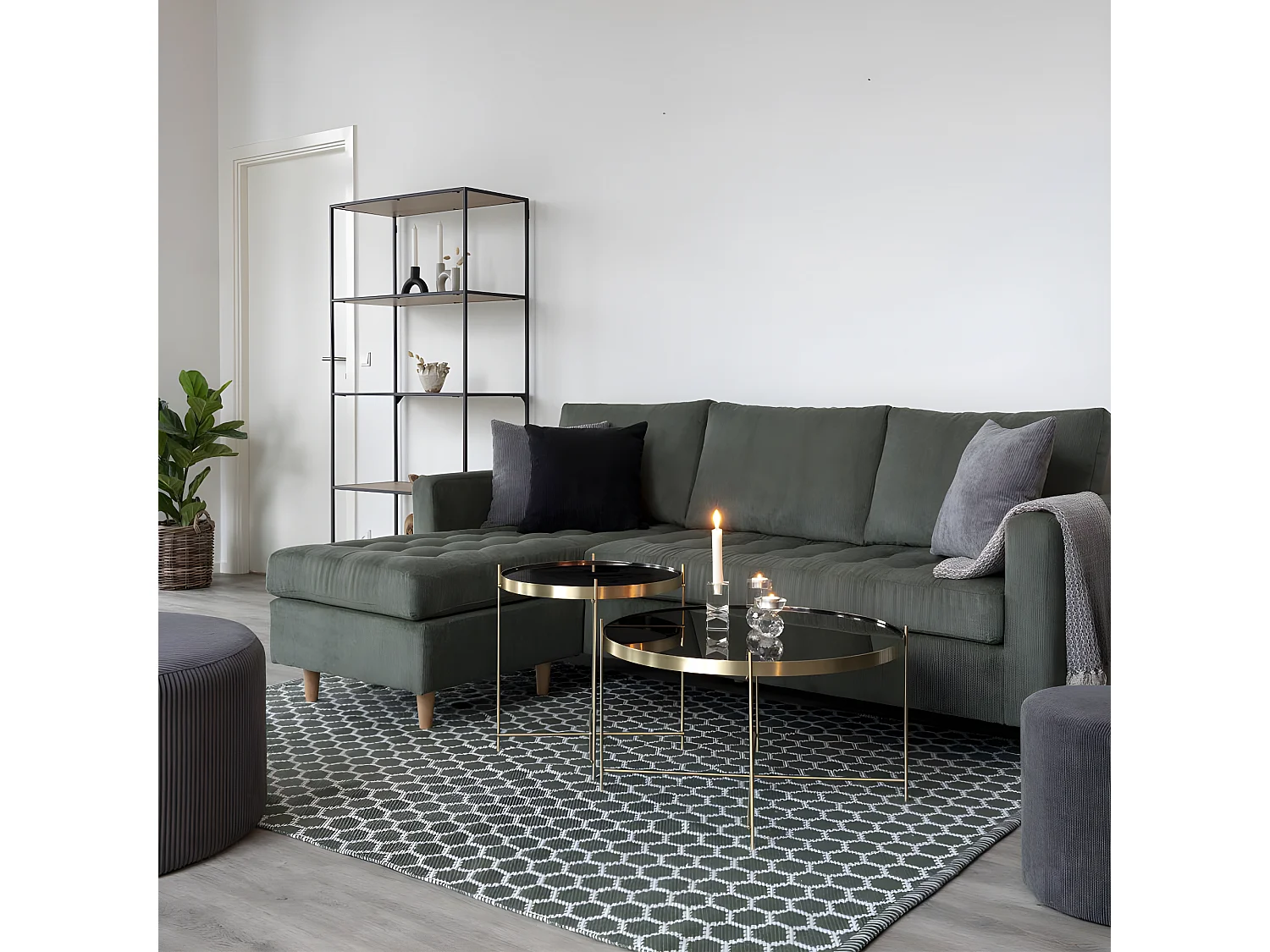 Venezia - Table basse en verre et métal ø48xh48cm - Laiton