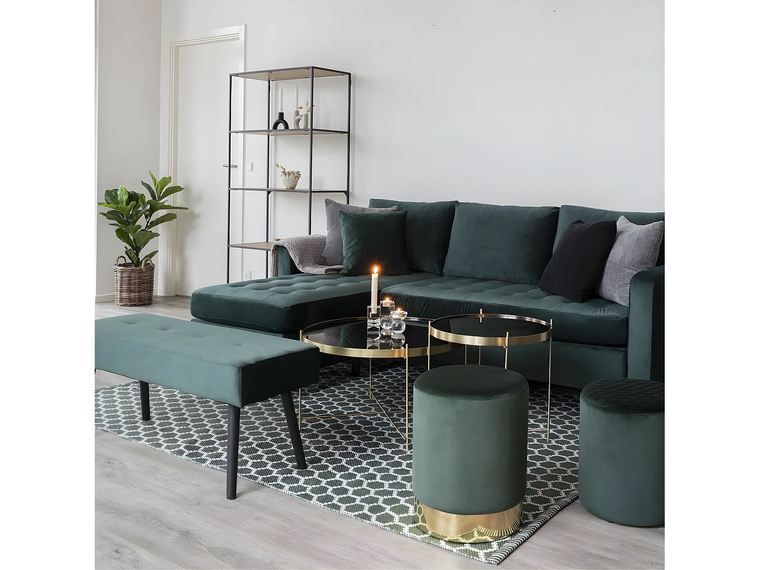 Venezia - Table basse en verre et métal ø48xh48cm - Laiton