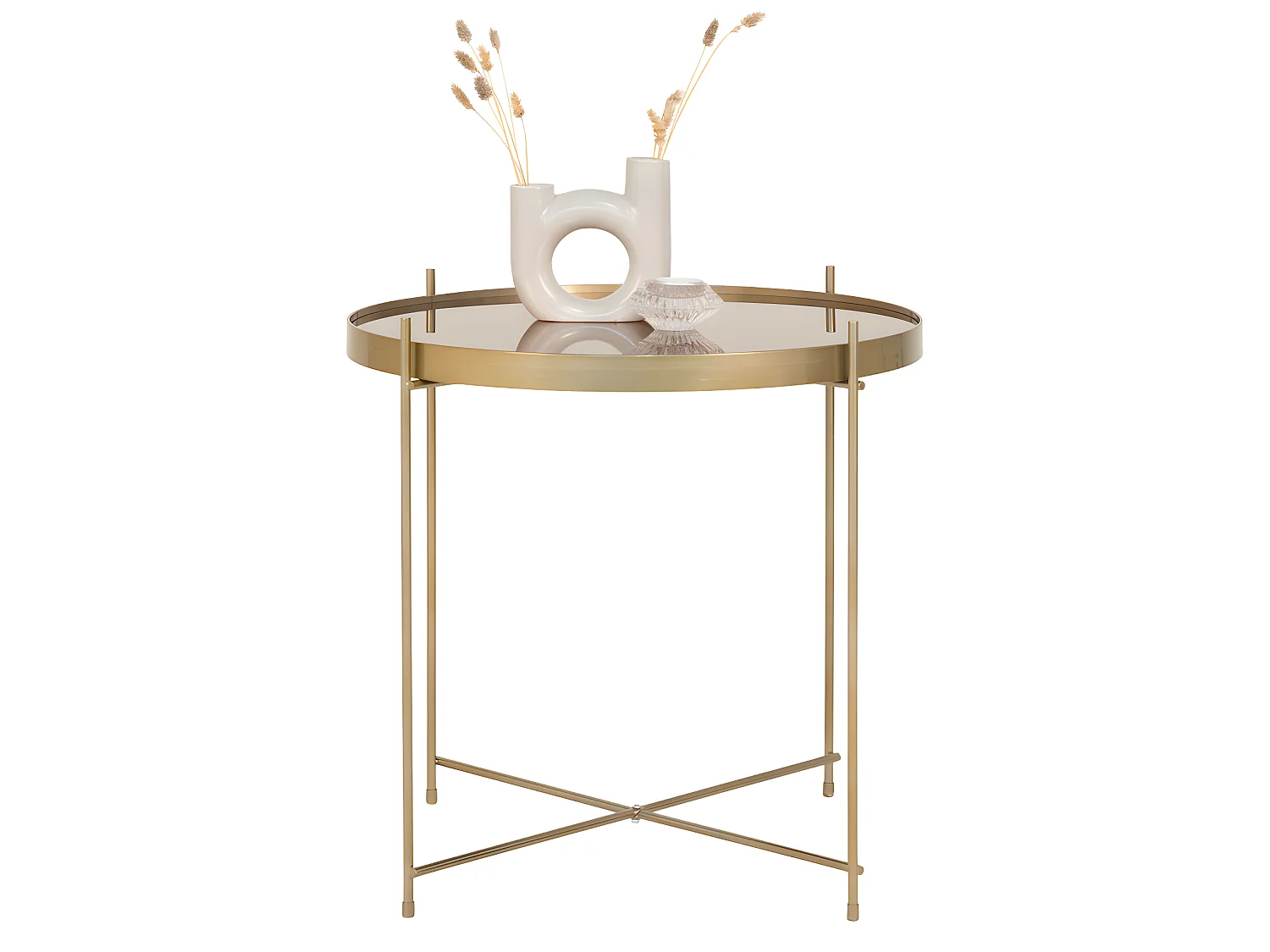 Venezia - Table basse en verre et métal ø48xh48cm - Laiton