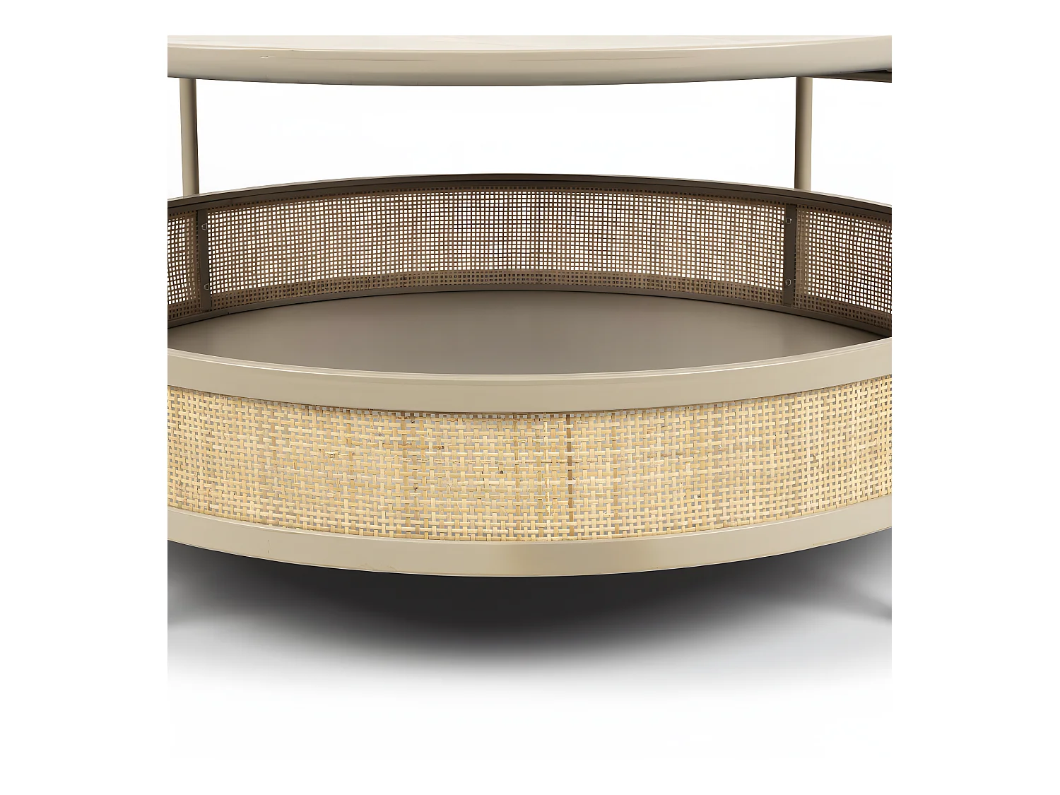 Makoto - Table basse ronde en bois et cannage ø80cm - Naturel
