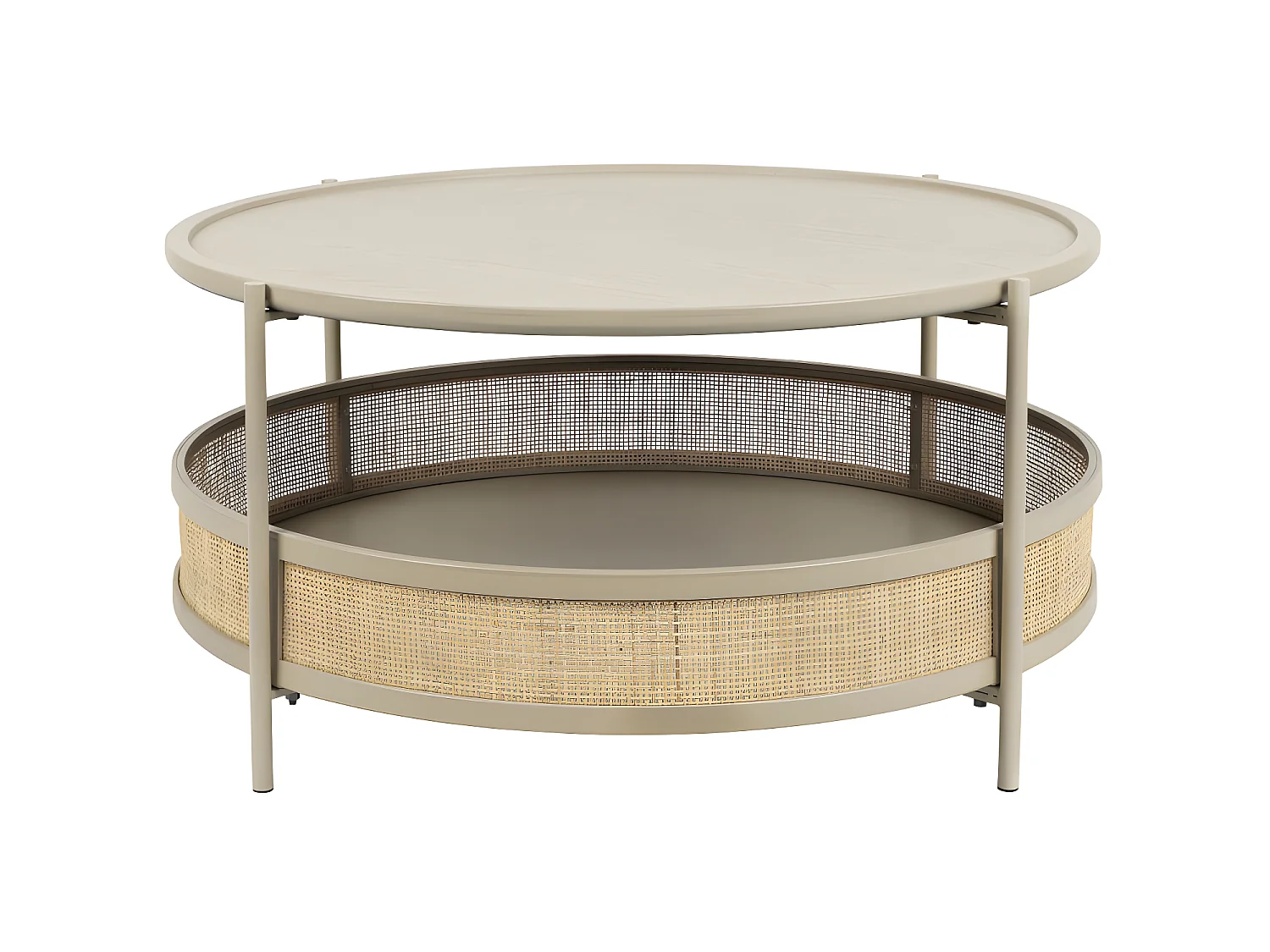 Makoto - Table basse ronde en bois et cannage ø80cm - Naturel