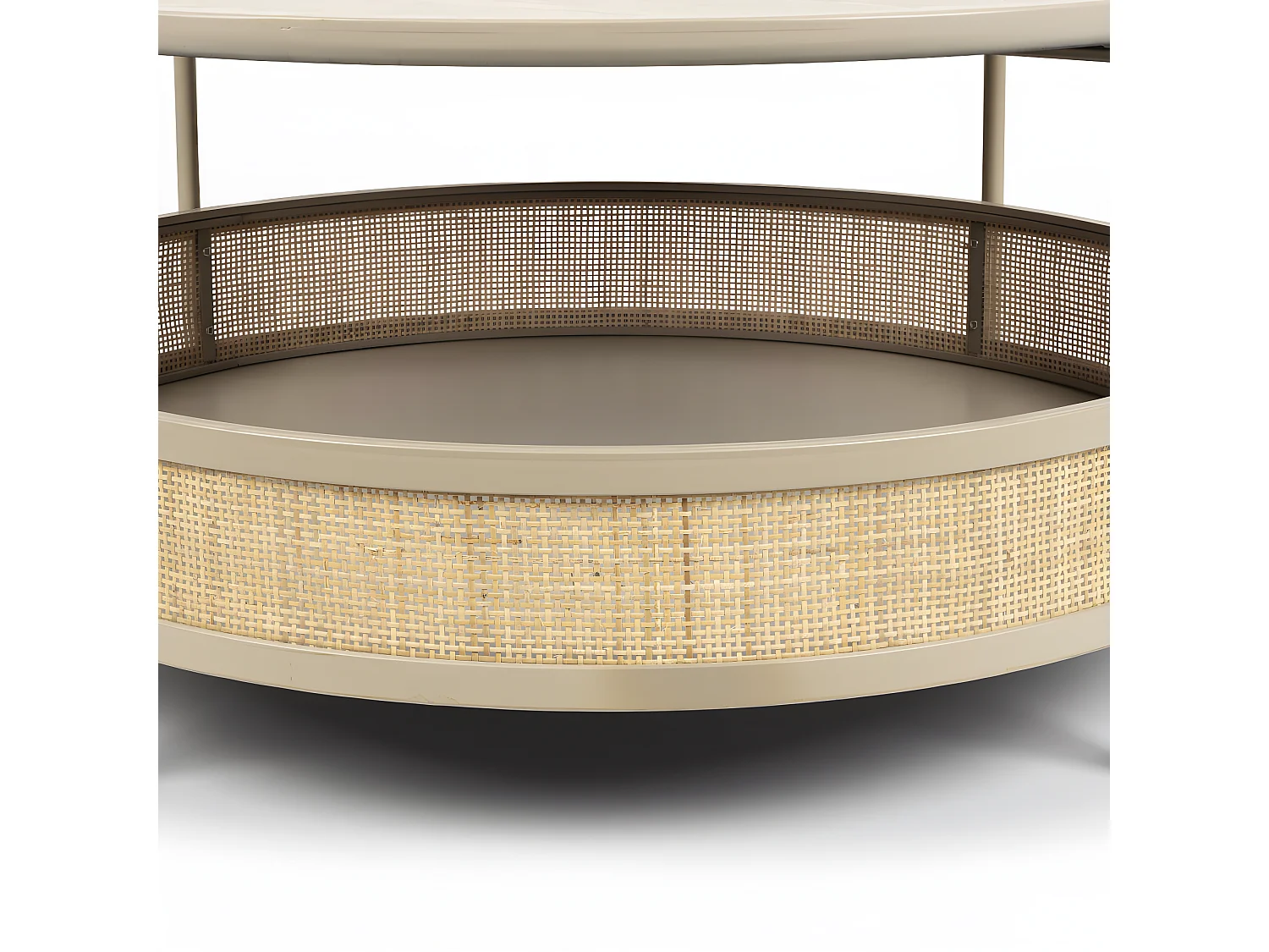 Makoto - Table basse ronde en bois et cannage ø80cm - Naturel