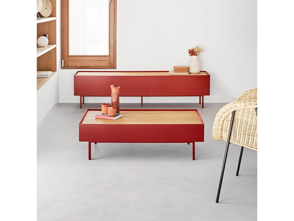 Tavolino basso rosso 110x60 cm