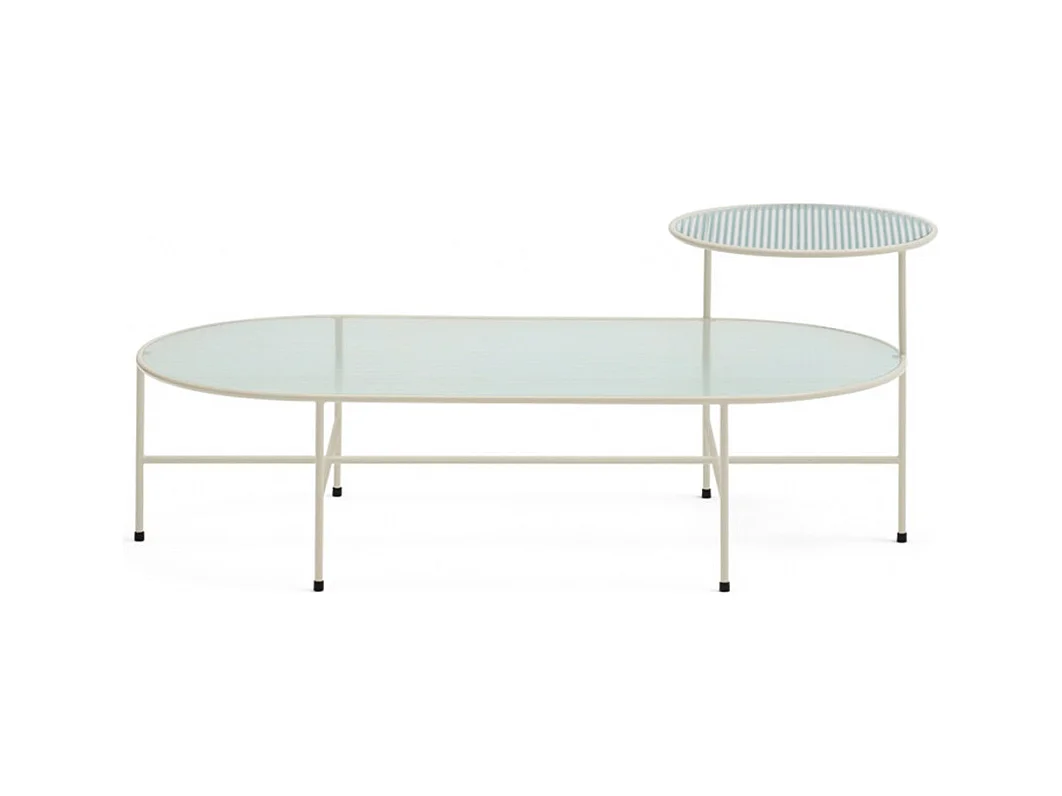 Nix - Table basse en verre strié et métal - Couleur - Blanc