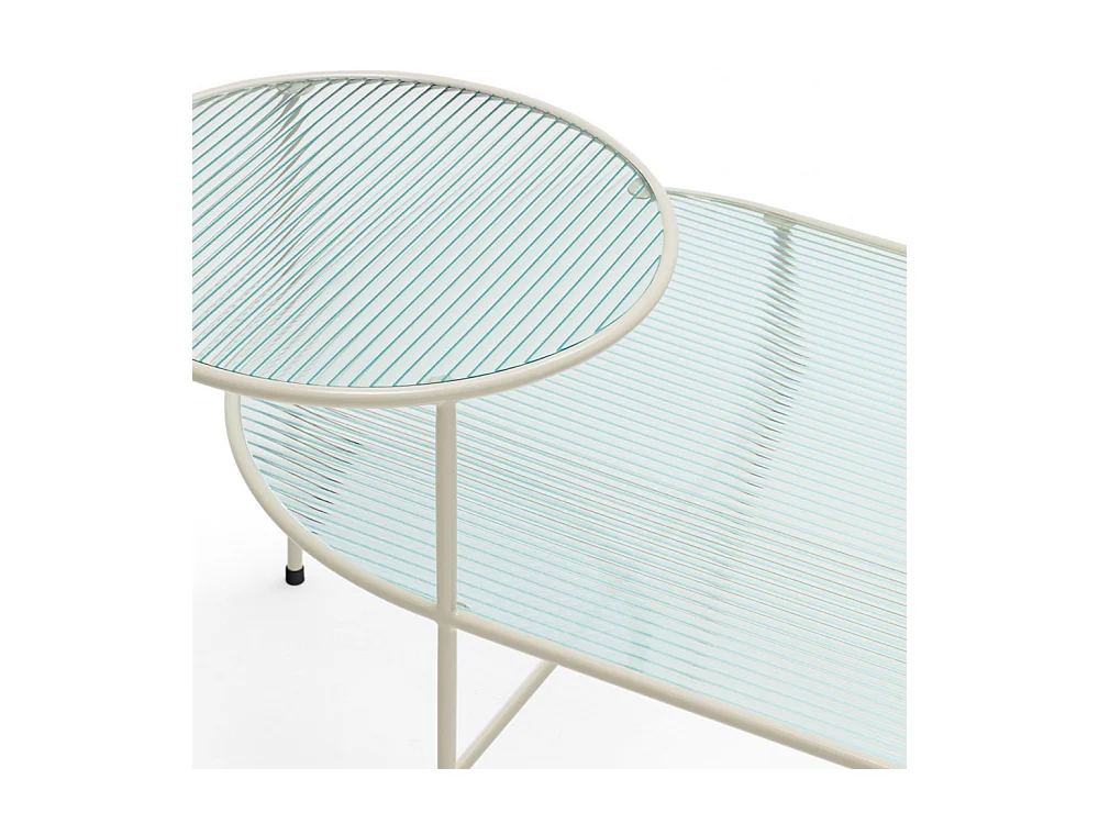 Nix - Table basse en verre strié et métal - Couleur - Blanc