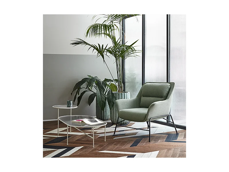 Nix - Table basse en verre strié et métal - Couleur - Blanc