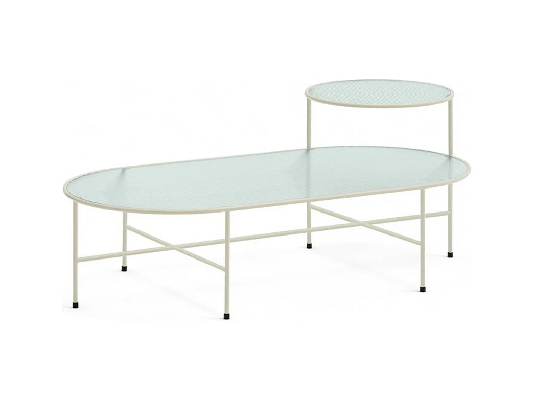 Nix - Table basse en verre strié et métal - Couleur - Blanc