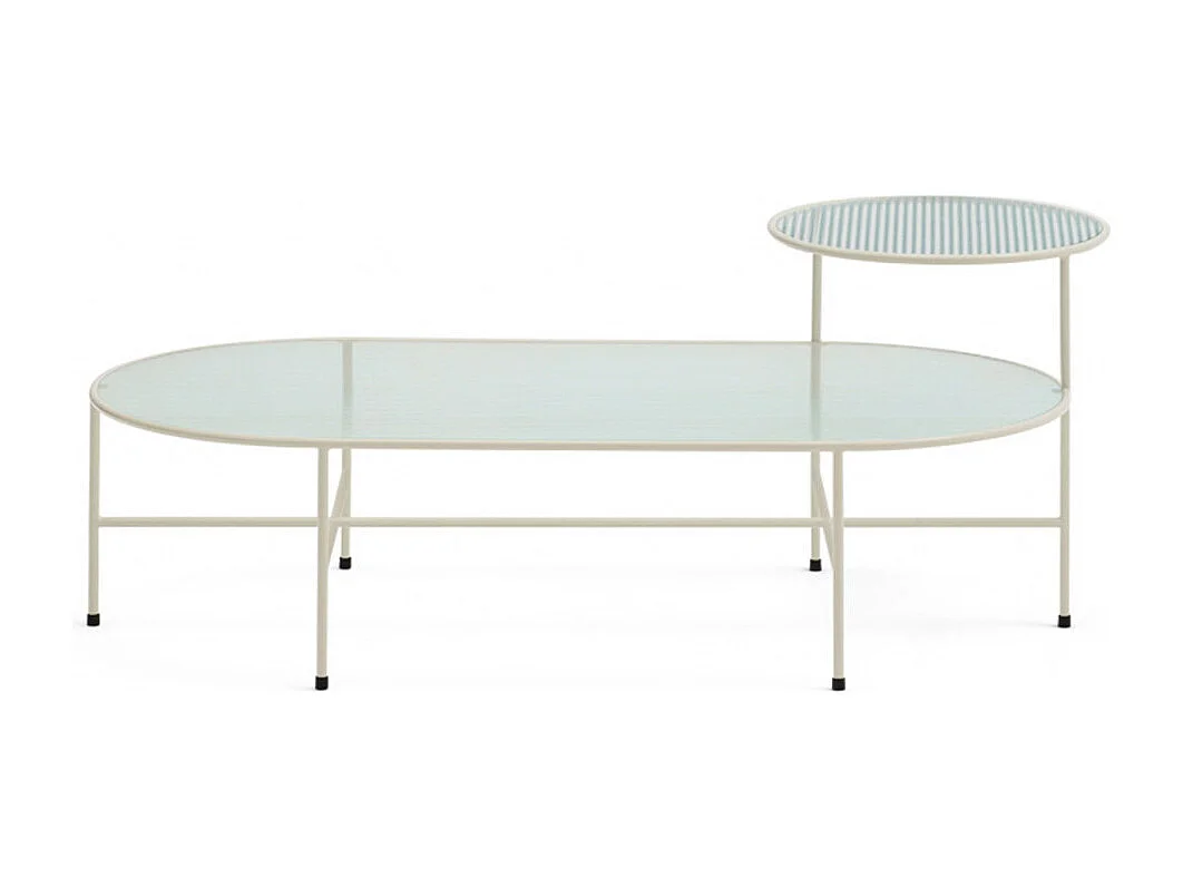 Nix - Table basse en verre strié et métal - Couleur - Blanc